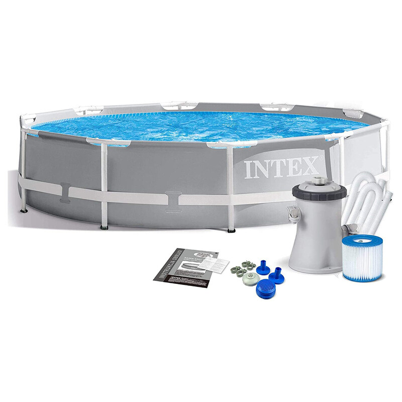 

Intex Prism Frame Pool with Pump, 26702, 10 Ft x 30 Inch, Grey
