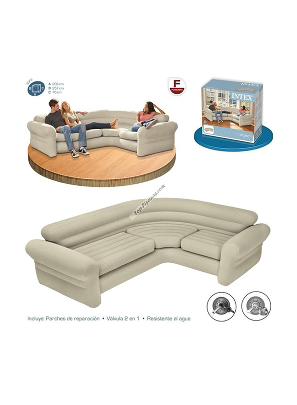 Intex Inflatable Corner Sofa with Arm Rest, Beige