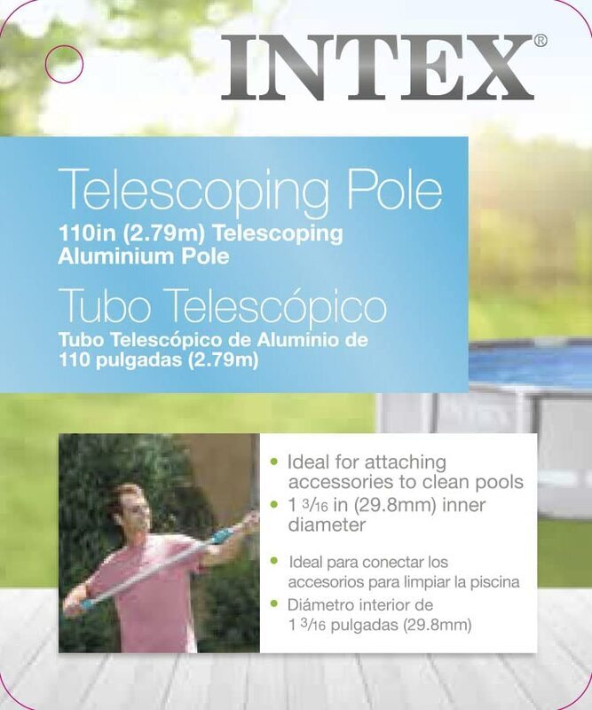 Intex Recreation N/AA Intex Telescoping Aluminium Shaft, 29055E, 110 inch, for Above Ground Pool Main, (2.79m), Blue/Silver