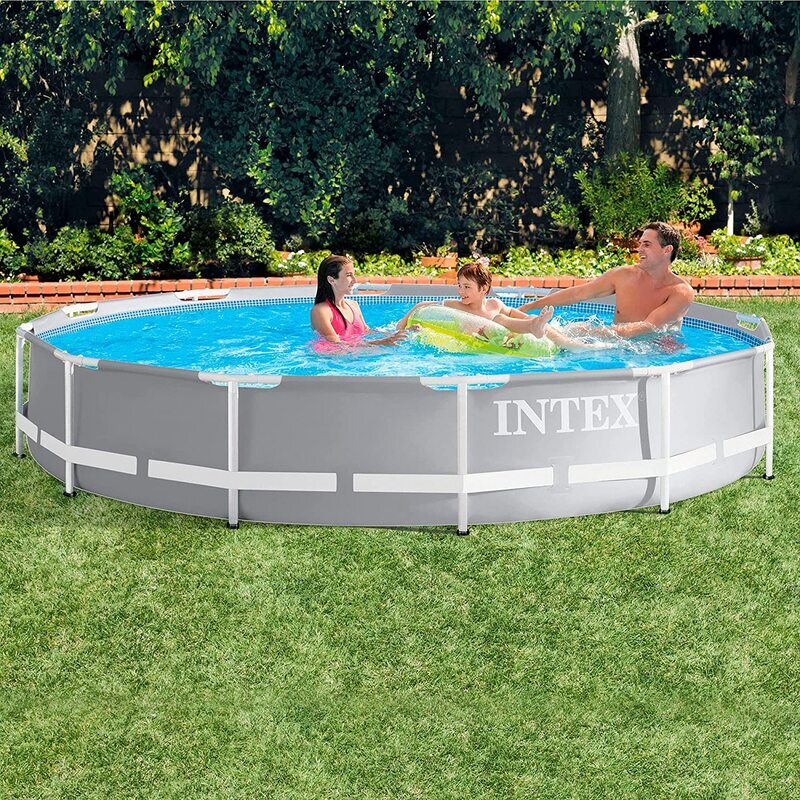 Intex Prism Frame Pool with Pump, 26712, 12 Ft X 30 Inch, Grey