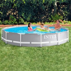 Intex Prism Frame Pool with Pump, 26712, 12 Ft X 30 Inch, Grey