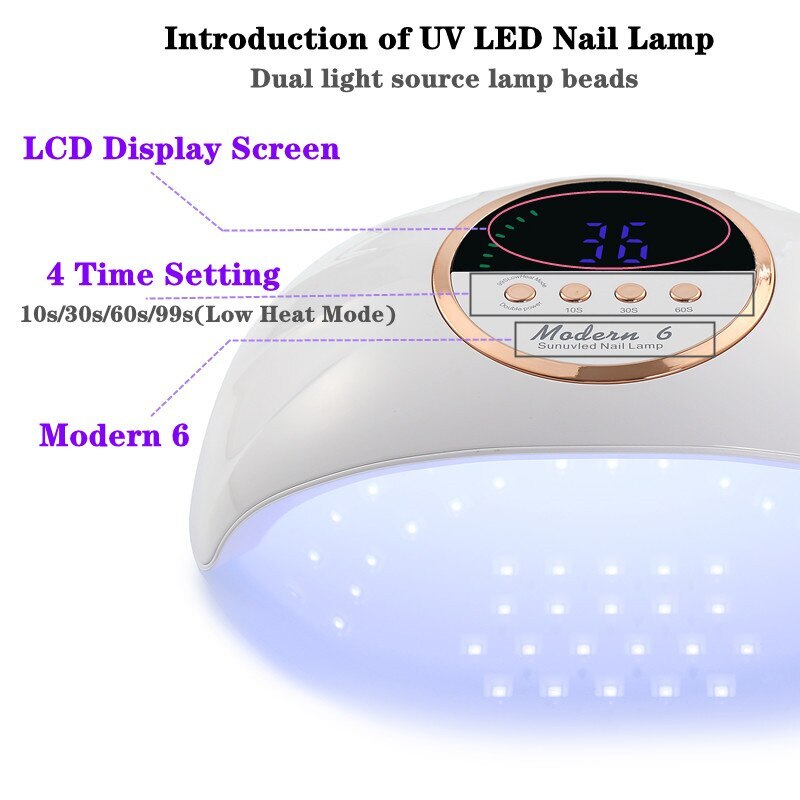 PROFESSIONAL DUAL LED NAIL LAMP MODERN 6 150W WHITE