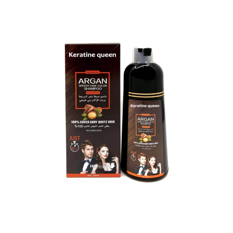 Keratine Queen Argan Hair Color Shampoo Brown 420ml