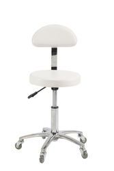 Salon Stool Chair with Back Rest White