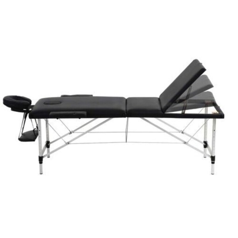 E.Fit Portable Folding Bed with Aluminum alloy Black 185x70x(55-80cm)+pillow 28cm