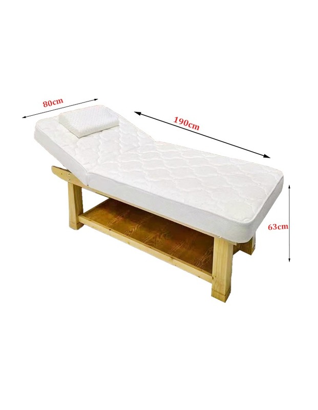 Raised Wooden Bed with White Mattress W80 x L190cm x H63cm