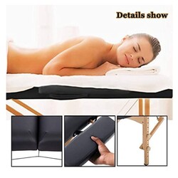 E.Fit Portable Wooden Massage Bed Black 186x70x62-80cm
