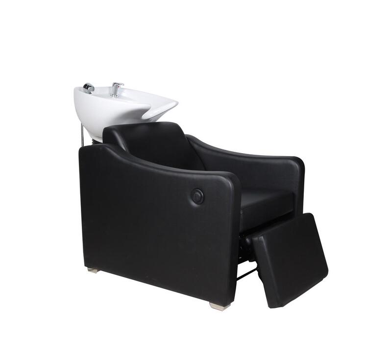 Shampoo Chair Black White Basin with Electrical foot rest