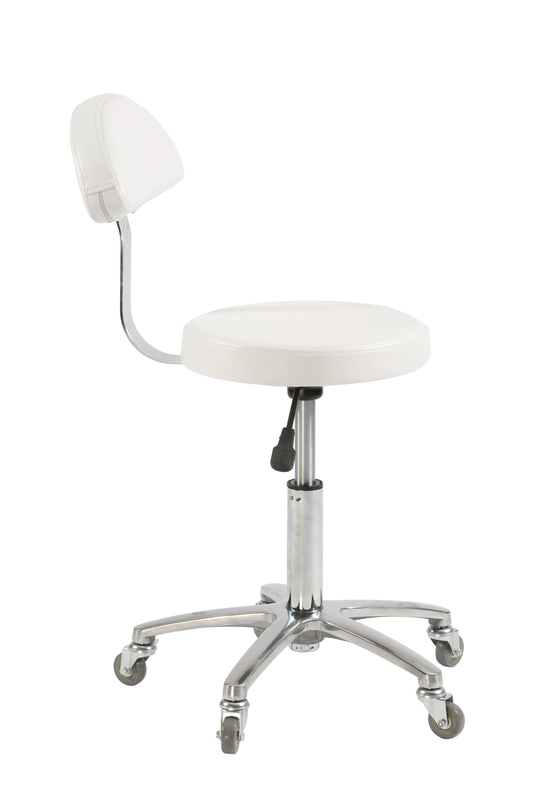 Salon Stool Chair with Back Rest White