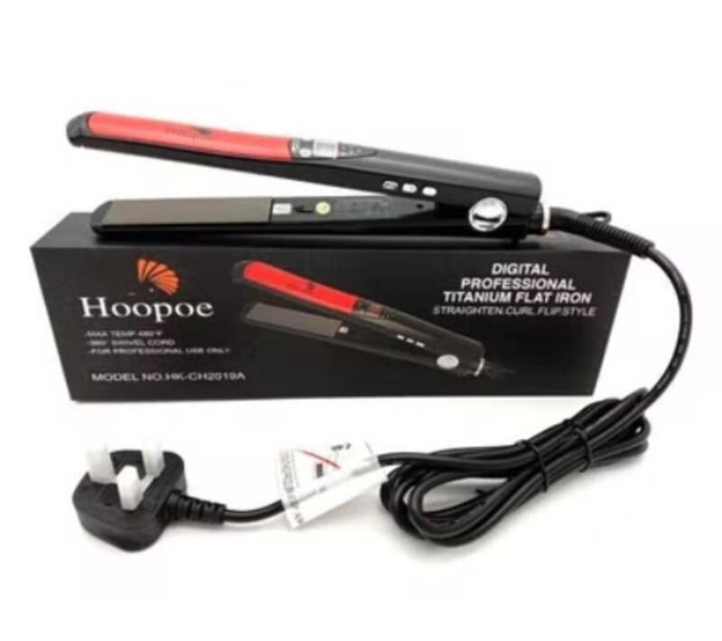 Hoopoe Digital Titanium Flat iron Black and red