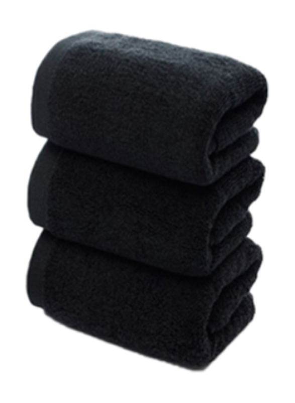 Cotton Hair Towel, 50 x 100cm, Black, 3 Pieces