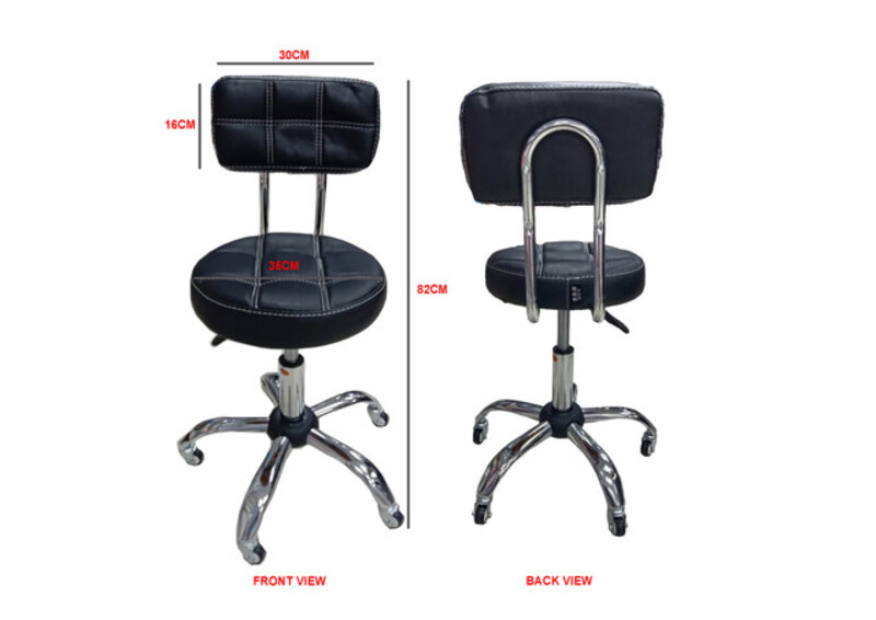 

Generic Chair Beauty Stool with back rest Black