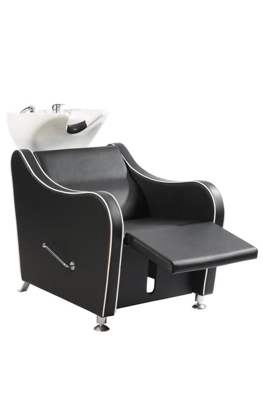 Salon Shampoo Chair Black with White Basin