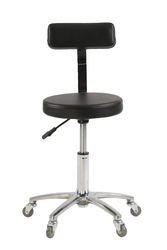 Salon Stool Chair with Back Rest Black