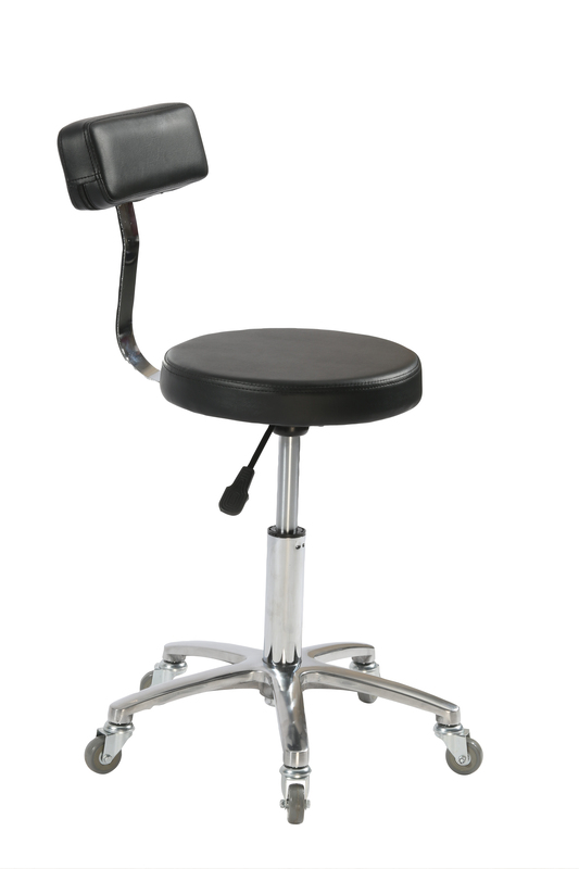 Salon Stool Chair with Back Rest Black