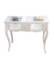 Glass Wood Manicure Table, 120 x 40 x 80cm, White