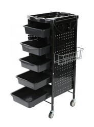 HAIR SALON TROLLEY STEEL BLACK