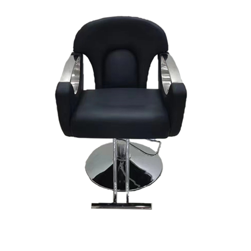 Hair Styling Chair Black Silver Handle