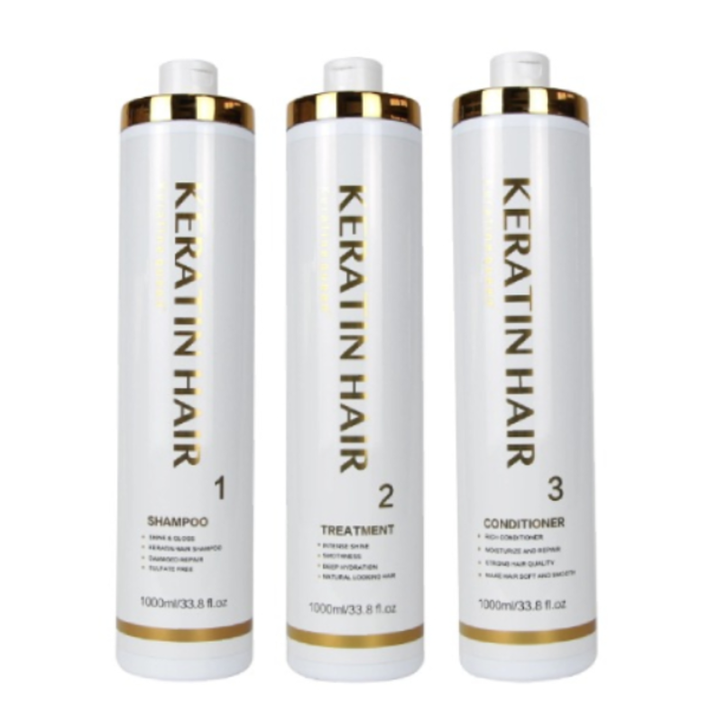 KERATINE QUEEN WHITE BOTTELS (SET 3 IN 1) SHAMPOO , CONDITIONER & KERATIN TREATMENT 1000ML