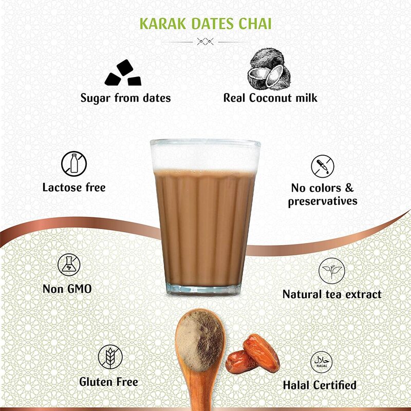 Just Chill Drinks Co. Date Karak Chai, Plant Based, Tea Premix, Immunity Booster, 220g