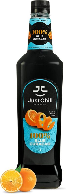 Just Chill Drinks Co. Blue Curacao Syrup, Made From 100% Real Fruit Extract, 1 Litre