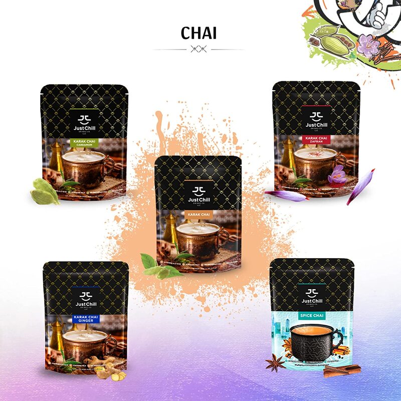 Just Chill Drinks Co. Tea Premix, Kark Chai Cardamom, Immunity Booster, 1000g
