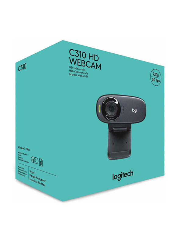 Logitech C310 HD Webcam, Black