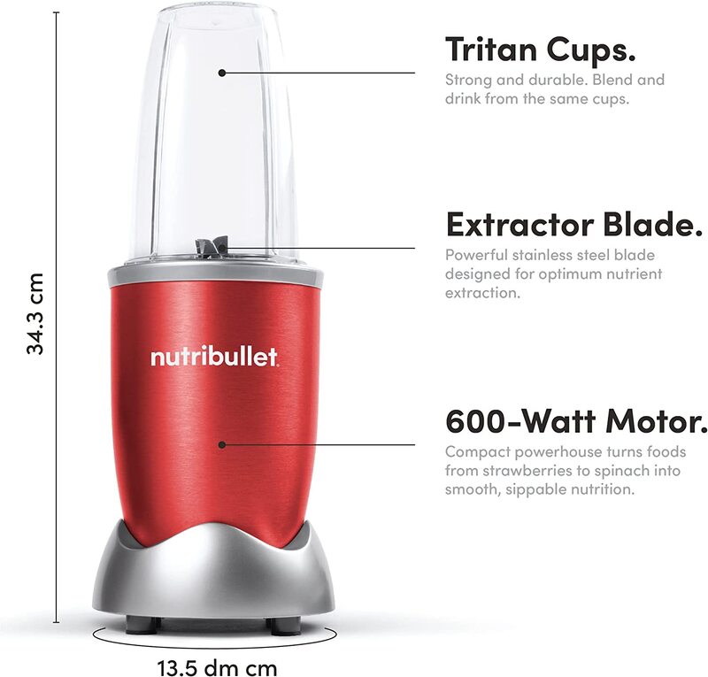 Nutribullet 9-Piece Multi-Function High-Speed Blender, NBR-1212R, Red