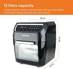 Nutri Cook 12L One Touch Control Panel Display Air Fryer Oven, 1800W, Black