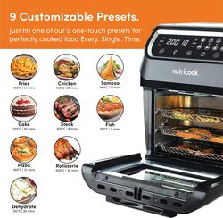 Nutri Cook 12L One Touch Control Panel Display Air Fryer Oven, 1800W, Black
