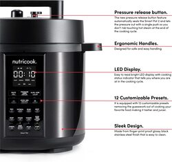 Nutri Cook 6L 9-in-1 Electric Pressure Cooker, SP204K, Black