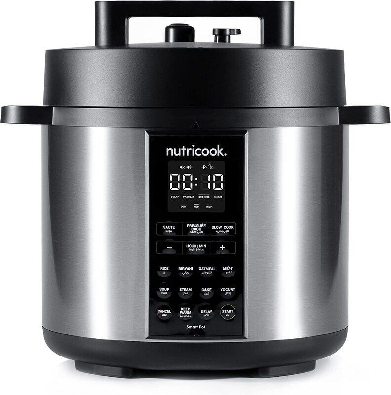 

Nutri Cook 6L 9-in-1 Electric Pressure Cooker, 1000W, Silver