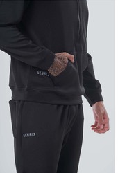 GENRLS Regular Fit 1/2 Zipper Pullover Long Sleeve T-Shirt for Men, Medium, Black