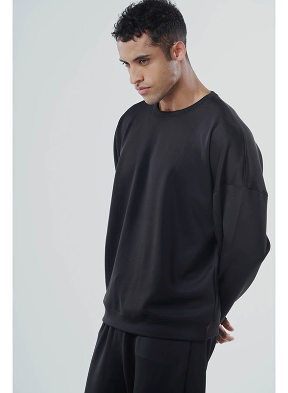 GENRLS Oversized F/S Tee Long Sleeve Sweatshirts for Men, Extra Large, Black