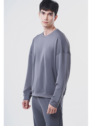 GENRLS Oversized F/S Tee Long Sleeve Sweatshirts for Men, Extra Large, Spanish Grey