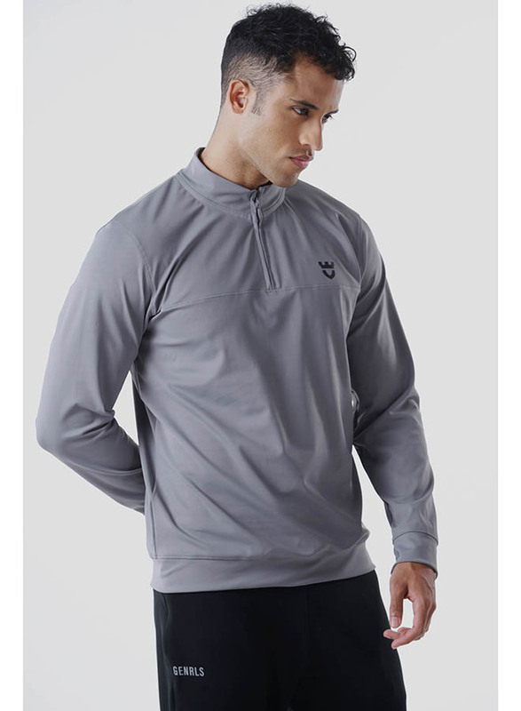 GENRLS Regular Fit F/S Pullover Long Sleeve T-Shirt for Men, Large, Cloudy Grey