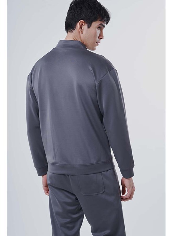 GENRLS Regular Fit 1/2 Zipper Pullover Long Sleeve T-Shirt for Men, Medium, Spanish Grey