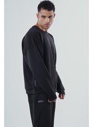 GENRLS Oversized F/S Tee Long Sleeve Sweatshirts for Men, Extra Large, Black