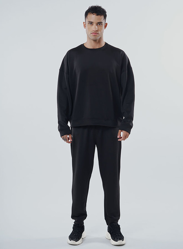 GENRLS Oversized F/S Tee Long Sleeve Sweatshirts for Men, Extra Large, Black