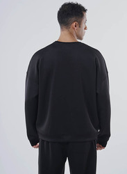 GENRLS Oversized F/S Tee Long Sleeve Sweatshirts for Men, Extra Large, Black