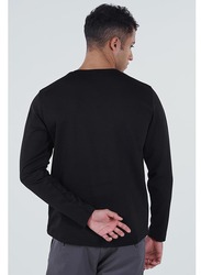 GENRLS Classic Curve Hem Tee Long Sleeve T-Shirt for Men, Medium, Black