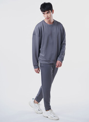 GENRLS Oversized F/S Tee Long Sleeve Sweatshirts for Men, Extra Large, Spanish Grey