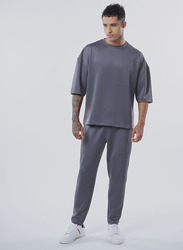 GENRLS Oversized Tee Short Sleeve T-Shirt for Men, Large, Spanish Grey