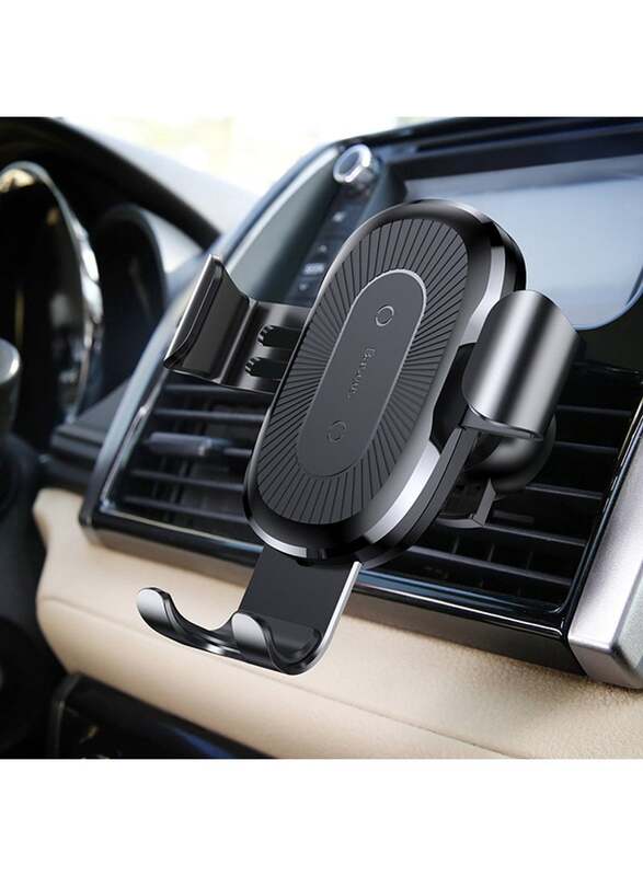 Sharpdo 10W Qi Quick Wireless Charging Charger Car Mount Mobile Phone Holder, Black