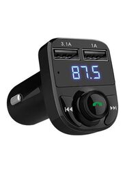 Bluetooth 8X Wireless Radio Adapter Car FM Transmitter with Dual USB Charging Car Charger, MP3 Player Support TF Card & USB Disk, Black