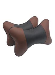 Car Neck Pillow, 2 Piece, Black/Brown