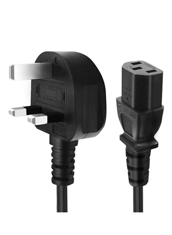S-TEK 5-Meter 3-Pin Desktop UK Plug Power Cable, Black