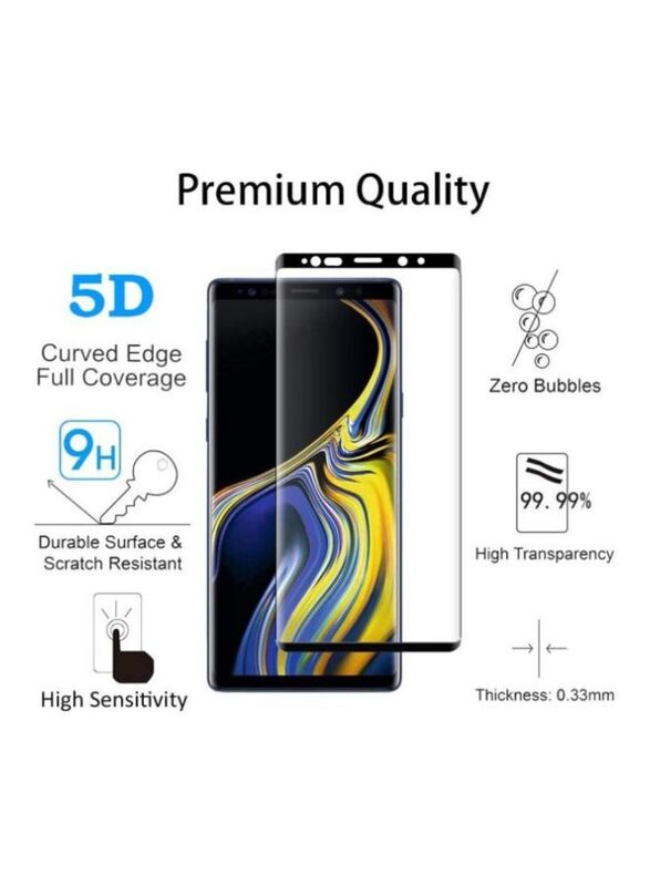 Samsung Galaxy Note 9 5D Tempered Glass Screen Protector, Clear/Black