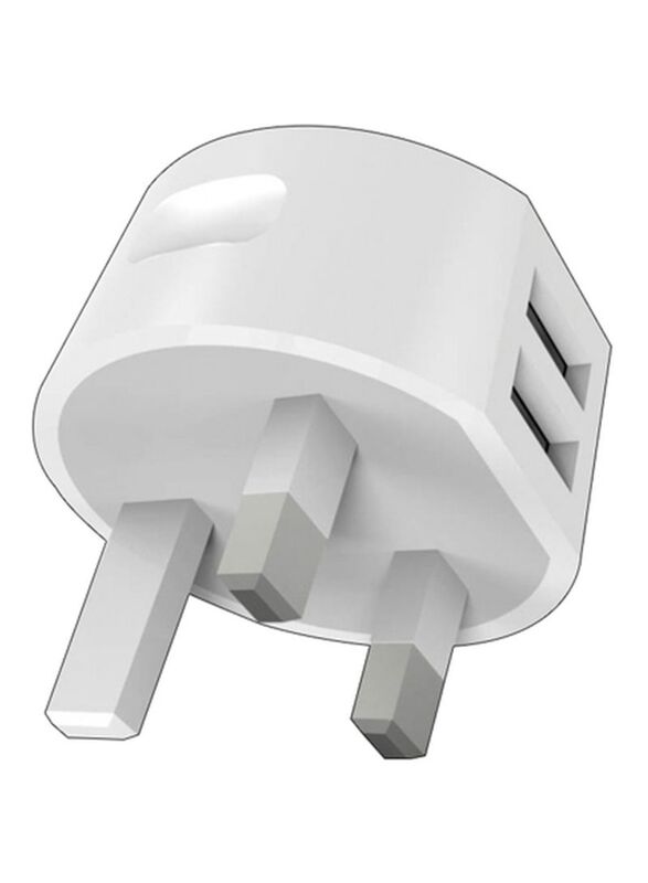 Mili Dual USB Port Wall Charger, 2.4A for Apple iPhone 5, White
