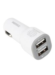 REMAX 2 Port USB Car Charger, White